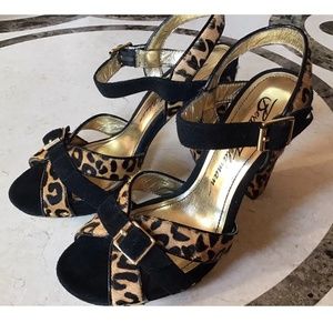 Beverly Feldman shoes size 7.5 genuine leather, Cow Fur, Animal Print